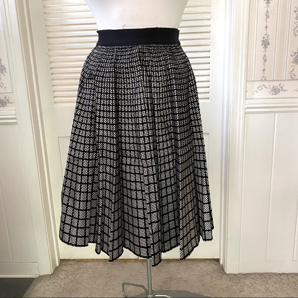 COPY - Black & White Flocked Plaid Taffeta Skirt